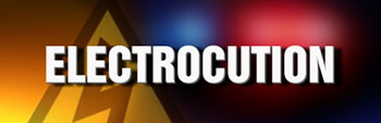 Photo of an Electrocution sign image with colored background