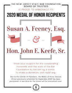 Judge John E. Keefe NJSBF 2020 Medal of Honor Award
